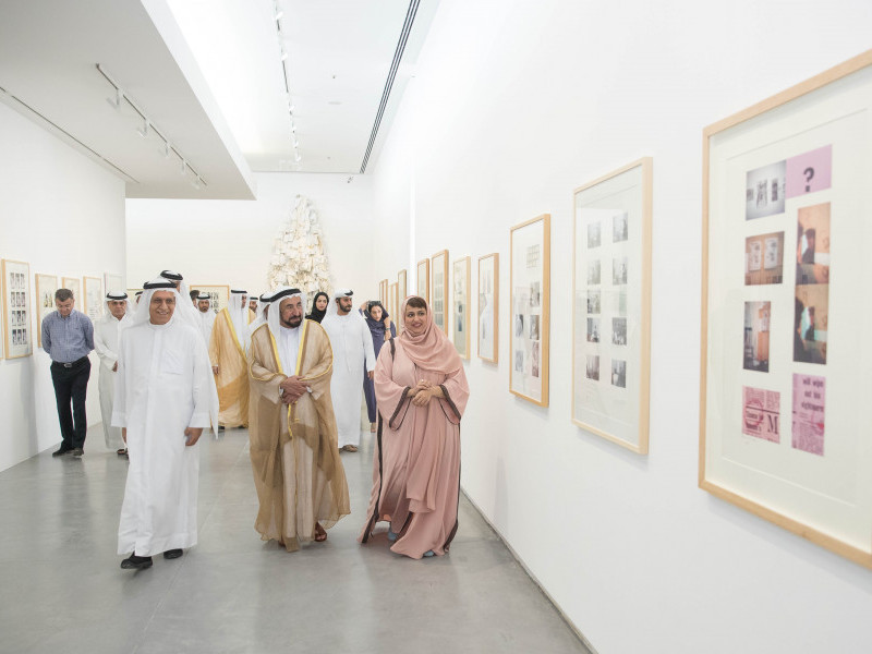 HH Sheikh Dr Sultan bin Mohammed Al Qasimi, member of the Federal Supreme Council, Ruler of Sharjah, opens Hassan Sharif retrospective at Sharjah Art Foundation