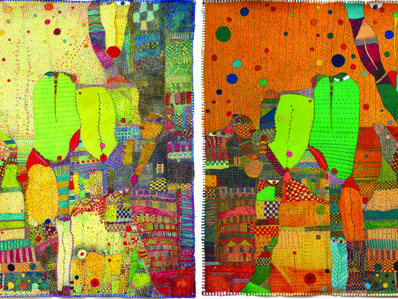 Huguette Caland: Rosinette Diptych (2011)