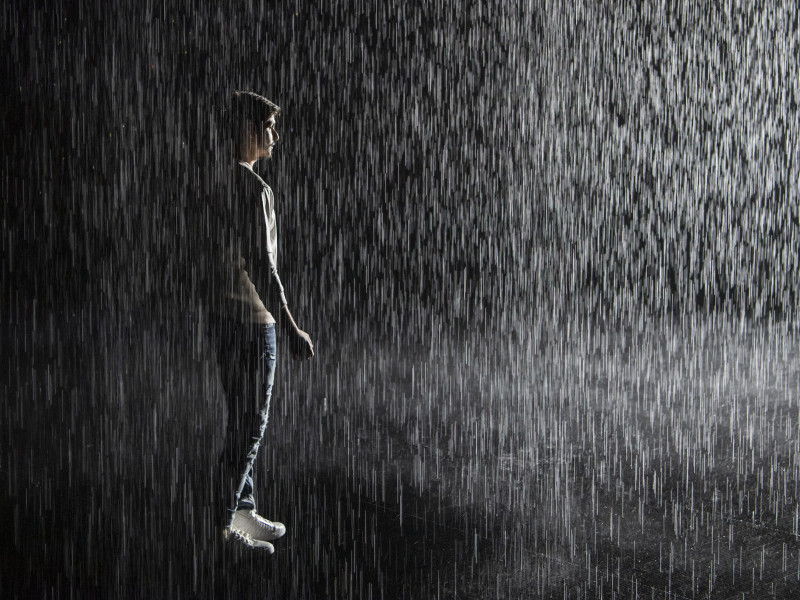 Drawing in Rain Room Sharjah